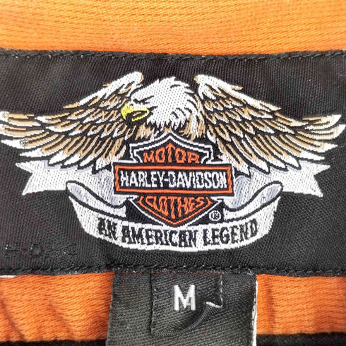 ハーレーダビッドソン HARLEY-DAVIDSON Little Boys' Orange Cotton Button Twill Pit Shirt 刺繍ロゴ 半袖シャツ メンズ import:M