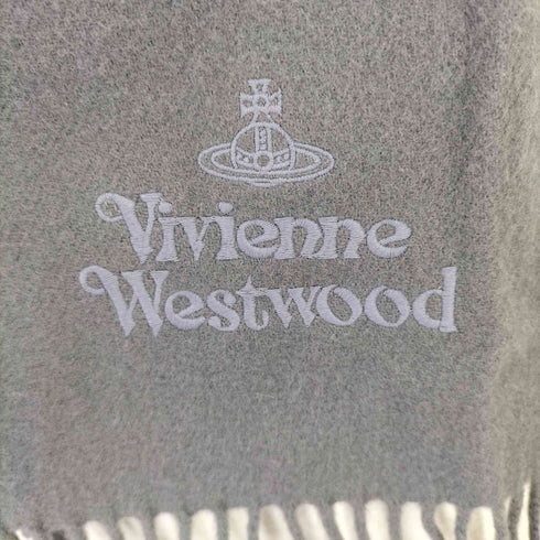ヴィヴィアンウエストウッド Vivienne Westwood イタリア製 オーブ刺繍フリンジウールマフラー レディース FREE
