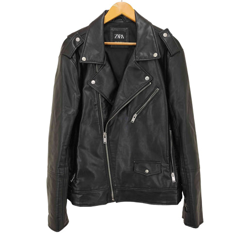 ザラ ZARA フェイクレザー ダブルライダースジャケット メンズ JPN:XL