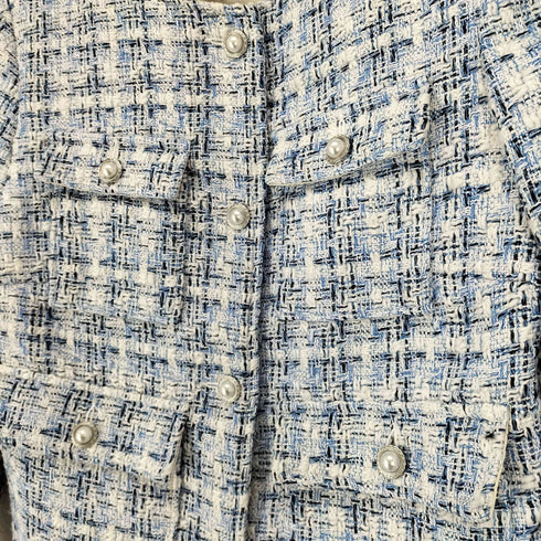 エイチアンドエム H&M ツイードノーカラージャケット レディース import:S