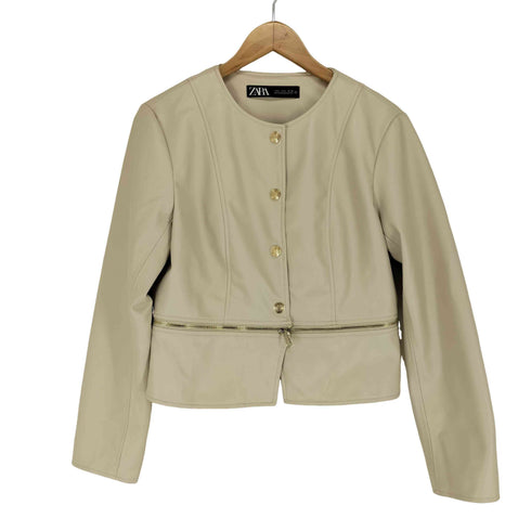 ザラ ZARA 2wayペプラムライダースジャケット レディース import:L