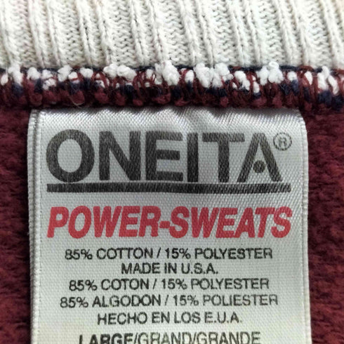 オニータ ONEITA 90s USA製 POWER SWEATS ロゴ刺繍 Vネックスウェット メンズ import:L