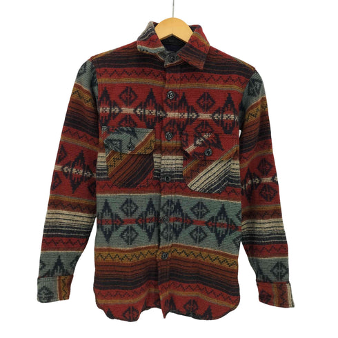 ジョンソンウーレンミルズ Johnson Woolen Mills USA製 ヘヴィーウエイト 総柄 ネイティブ L/S ウールシャツ レディース import:S
