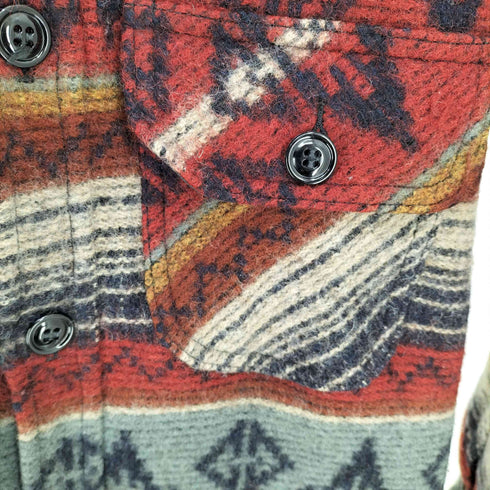 ジョンソンウーレンミルズ Johnson Woolen Mills USA製 ヘヴィーウエイト 総柄 ネイティブ L/S ウールシャツ レディース import:S
