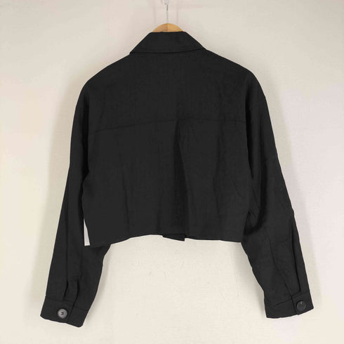 ザラ ZARA LINEN BLEND CROP JACKET リネンブレンドクロップドジャケット 裏地ストライプ 短丈 レディース import:S