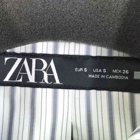 ザラ ZARA LINEN BLEND CROP JACKET リネンブレンドクロップドジャケット 裏地ストライプ 短丈 レディース import:S
