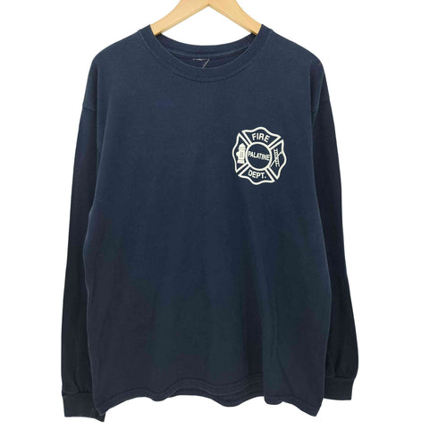 消防隊 プリント L/S クルーネック Tシャツ メンズ