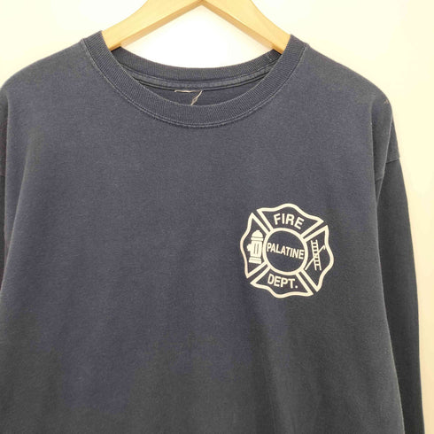 消防隊 プリント L/S クルーネック Tシャツ メンズ