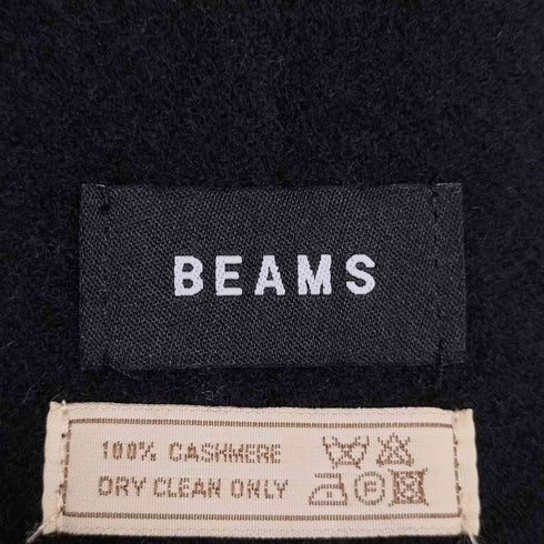 ビームス BEAMS ブロックチェック カシミヤ フリンジマフラー メンズ