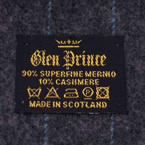 グレンプリンス Glen Prince スコットランド製 ストライプ カシミヤ混 ウール フリンジマフラー メンズ