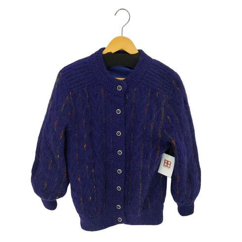 ウール混 ラメ入りストライプ ローゲージ L/S カーディガン レディース