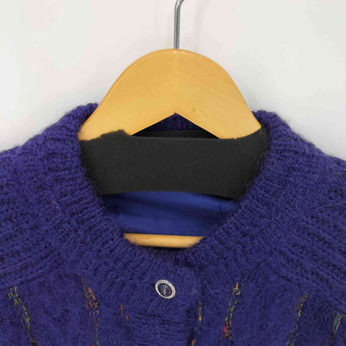 ウール混 ラメ入りストライプ ローゲージ L/S カーディガン レディース