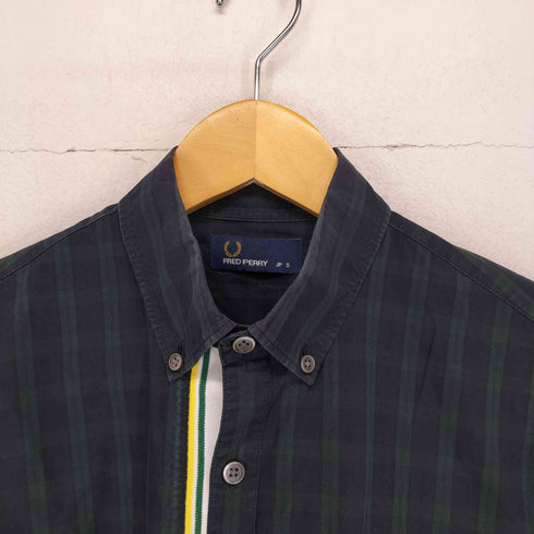 フレッドペリー FRED PERRY ラインデザイン半袖チェックシャツ メンズ JPN:S