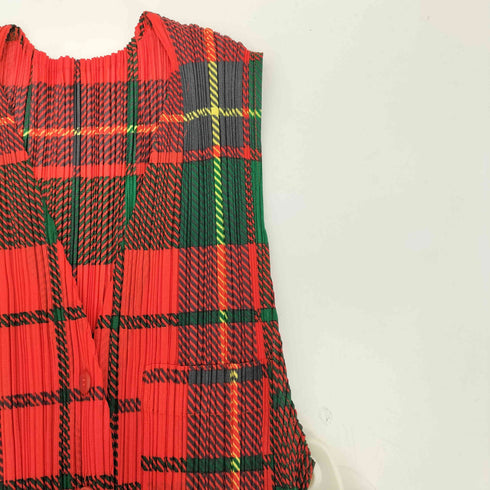 プリーツプリーズイッセイミヤケ PLEATS PLEASE ISSEY MIYAKE 2001AW Archive タータンチェック プリーツベスト レディース JPN:4