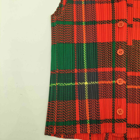 プリーツプリーズイッセイミヤケ PLEATS PLEASE ISSEY MIYAKE 2001AW Archive タータンチェック プリーツベスト レディース JPN:4