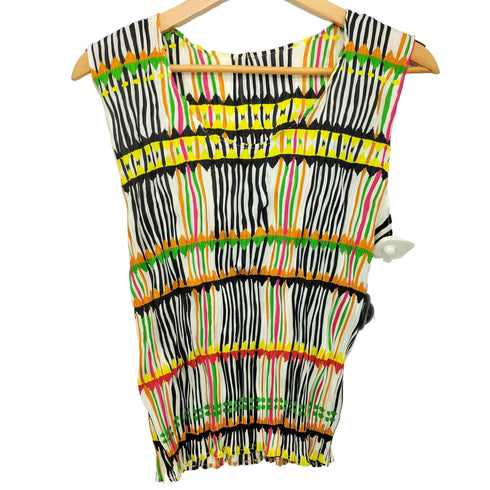 プリーツプリーズイッセイミヤケ PLEATS PLEASE ISSEY MIYAKE 2002SS Archive 幾何学模様 総柄 プリーツ ノースリーブカットソー ブラウス レディース JPN:3