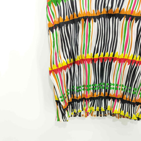 プリーツプリーズイッセイミヤケ PLEATS PLEASE ISSEY MIYAKE 2002SS Archive 幾何学模様 総柄 プリーツ ノースリーブカットソー ブラウス レディース JPN:3