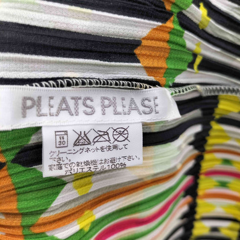 プリーツプリーズイッセイミヤケ PLEATS PLEASE ISSEY MIYAKE 2002SS Archive 幾何学模様 総柄 プリーツ ショートスリーブ オープンカラーシャツ レディース JPN:3