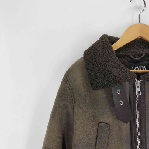 ザラ ZARA ダブルフェイスムートンジャケット レディース import:L