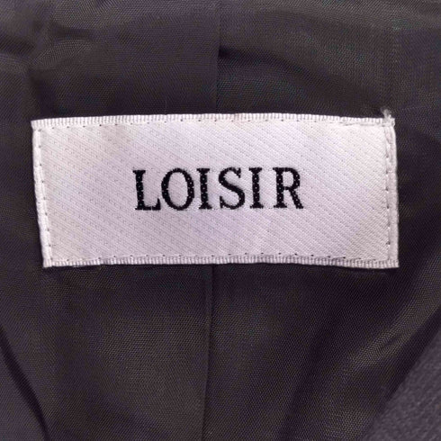 ロワズィール LOISIR ウールリネンヘリンボーンストライプノーカラージャケット レディース