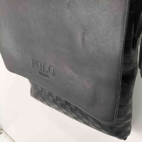 POLO VIDENG 市松模様 フラップポケットレザーショルダーバッグ メンズ