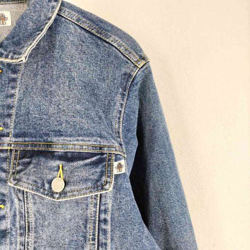 ジーユー GU バック刺繍ブラックデニムジャケット トラッカージャケット メンズ JPN:S