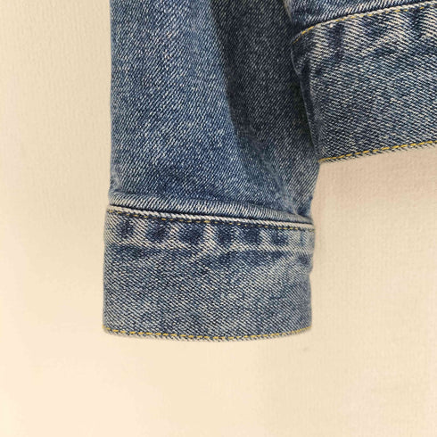 ジーユー GU バック刺繍ブラックデニムジャケット トラッカージャケット メンズ JPN:S