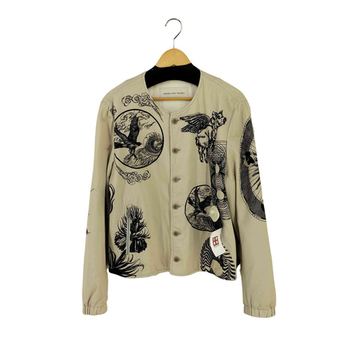 ドリスヴァンノッテン DRIES VAN NOTEN アニマルプリント 総柄 ノーカラージャケット メンズ import:L