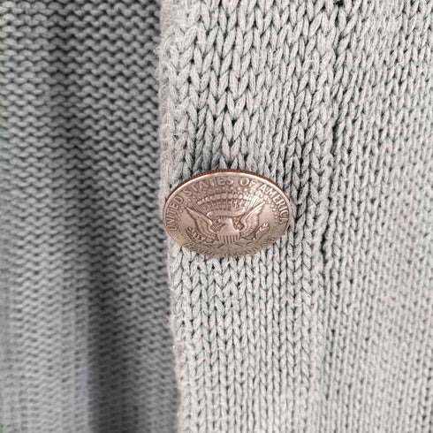 シー SEA HALF DOLLAR コインボタン コットンカーディガン メンズ