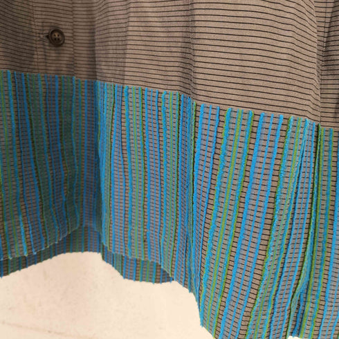 ハートイッセイミヤケ Haat ISSEY MIYAKE ボーダー柄 ドット刺繍 シャツワンピース レディース