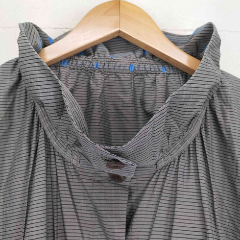 ハートイッセイミヤケ Haat ISSEY MIYAKE ボーダー柄 ドット刺繍 シャツワンピース レディース
