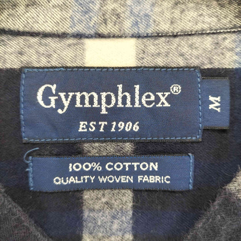 ジムフレックス GYMPHLEX チェック柄バンドカラーシャツ メンズ JPN:M