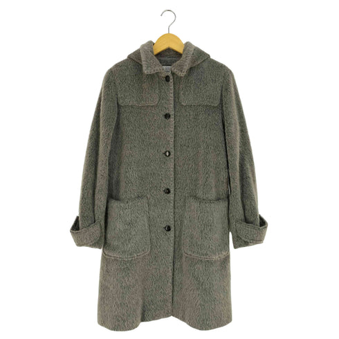 ラバンスポーツ LANVIN SPORT モヘヤ混 ウール フーデッド ロングコート レディース EUR:38