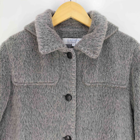 ラバンスポーツ LANVIN SPORT モヘヤ混 ウール フーデッド ロングコート レディース EUR:38