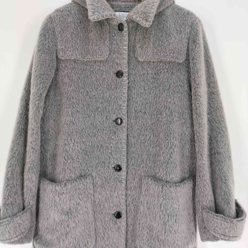ラバンスポーツ LANVIN SPORT モヘヤ混 ウール フーデッド ロングコート レディース EUR:38
