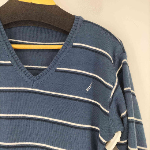 ノーティカ NAUTICA Vネック ボーダーニット メンズ