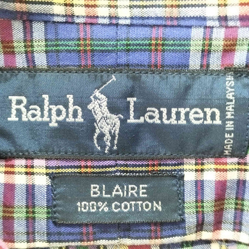 ラルフローレン RALPH LAUREN 90S blaire ボタンダウン マドラスチェック シャツ メンズ JPN:M