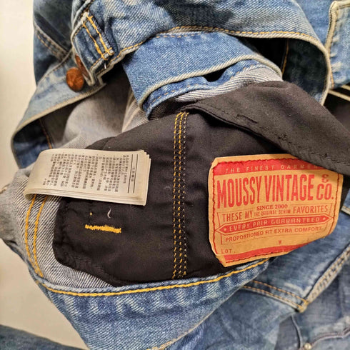 マウジー moussy vintage INDIGO JKT クロップド バックワッペンデニムジャケット レディース JPN:2