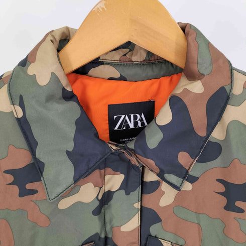 ザラ ZARA カモフラージュ クロップド パデッド ジャケット レディース import:M