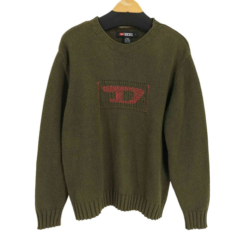 ディーゼル DIESEL 90-00s MADE IN ITALY パンドラ期 Dロゴ アクリルウールニット メンズ import:L