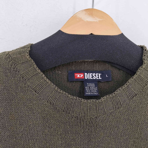 ディーゼル DIESEL 90-00s MADE IN ITALY パンドラ期 Dロゴ アクリルウールニット メンズ import:L
