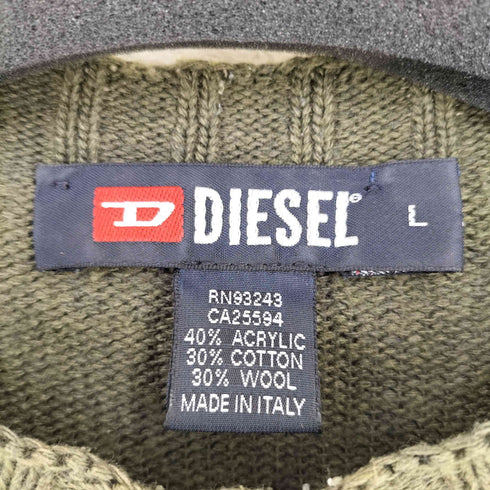 ディーゼル DIESEL 90-00s MADE IN ITALY パンドラ期 Dロゴ アクリルウールニット メンズ import:L