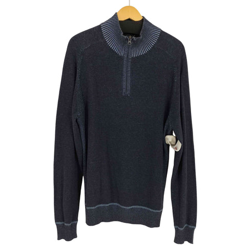 プロントウォモ PRONTO UOMO Blue コットンアクリル ラグランハーフジップニット 薄手 メンズ import:L
