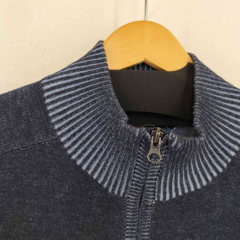 プロントウォモ PRONTO UOMO Blue コットンアクリル ラグランハーフジップニット 薄手 メンズ import:L