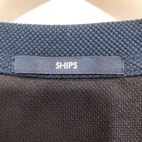 シップス SHIPS ワンポイントロゴ バーズアイ ヘンリーネック 長袖 Tシャツ メンズ JPN:L