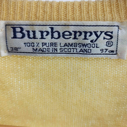 バーバリーズ BURBERRYS 90s スコットランド製 金ボタン ラムウールカーディガン レディース 38