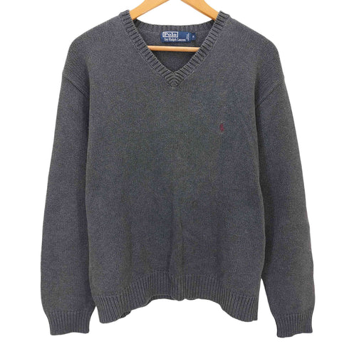ポロバイラルフローレン Polo by RALPH LAUREN ワンポイント刺繍Vネックコットンニット メンズ M