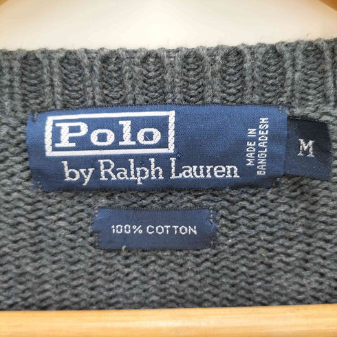 ポロバイラルフローレン Polo by RALPH LAUREN ワンポイント刺繍Vネックコットンニット メンズ M