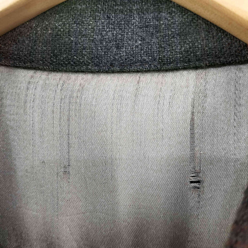 推定60~70s オープンカラー 両ポケ オンブレチェックネルシャツ 襟芯 メンズ import:M 15-15 1/2