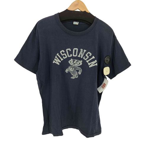 チャンピオン Champion 80s トリコタグ MADE IN USA アーチロゴ2段カレッジプリントTシャツ WISCONSIN バッキー メンズ import:XL